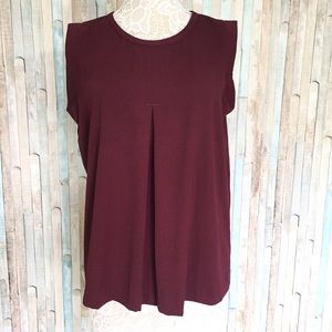J. Crew Crepe Front Pleat Tank Burgundy